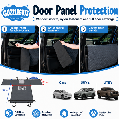 Waterproof dog car seat cover hammock installed across a car back seat